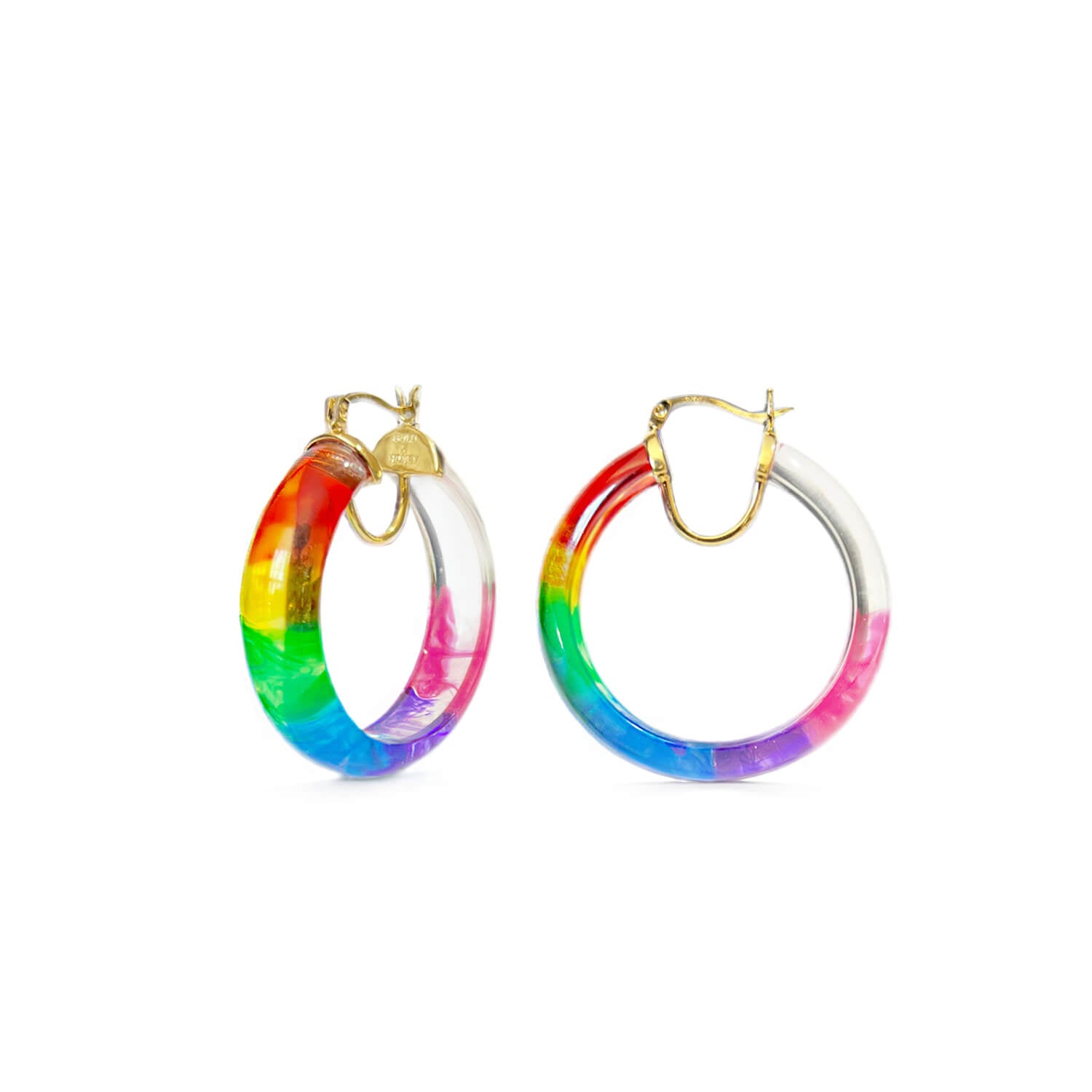 PRIDE Rainbow Tie Dye Lucite Small Hoops