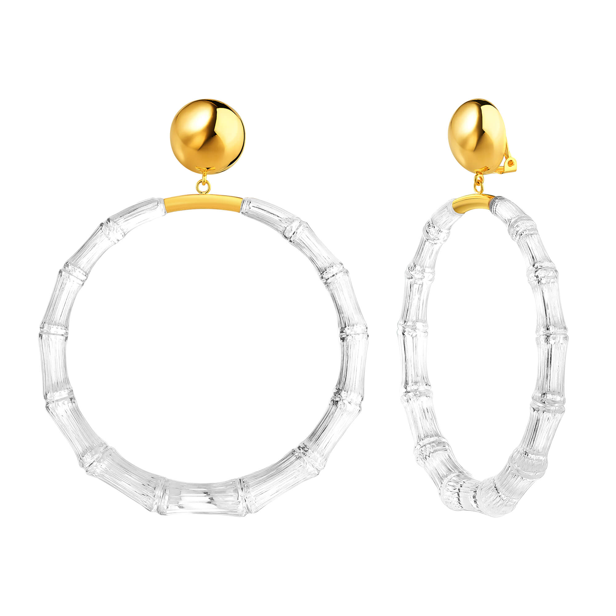 Clear Lucite Bamboo Hoop Earrings