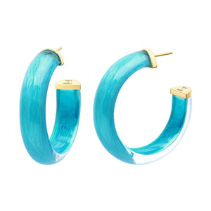 teal hoop earrings with gold