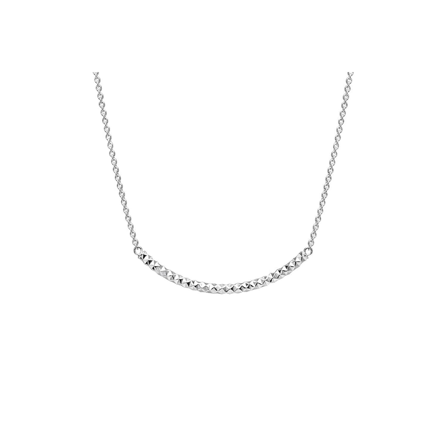 Diamond Cut Curved Bar Necklace