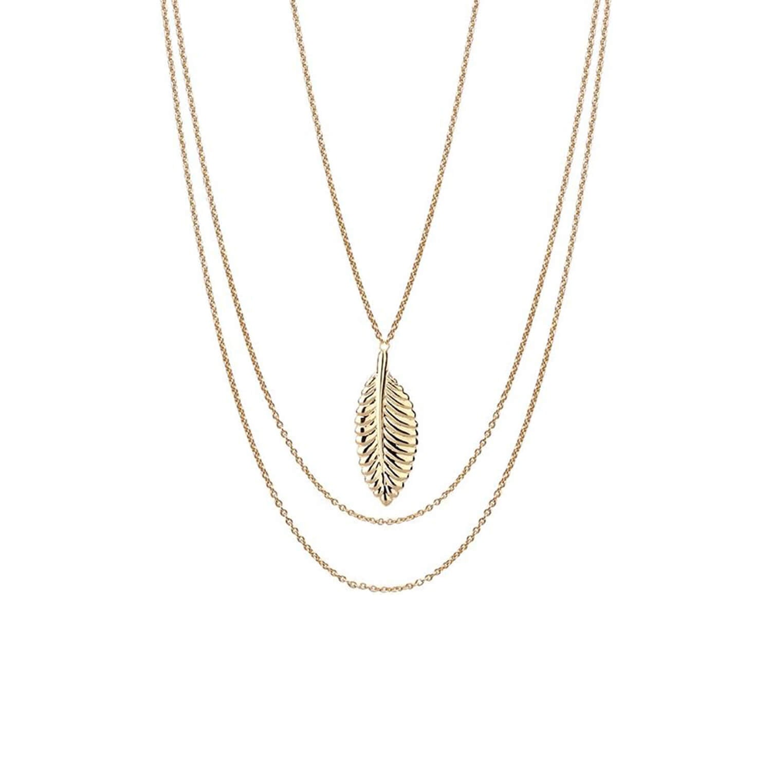 gold leaf layered necklace