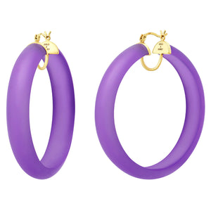 PURPLE FROSTED HOOP EARRINGS