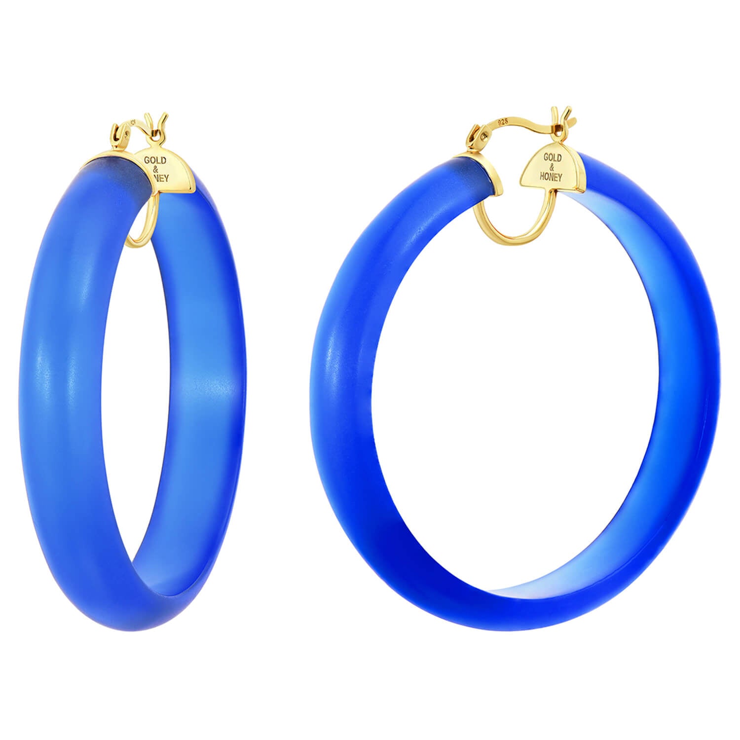 ROYAL BLUE FROSTED HOOP EARRINGS