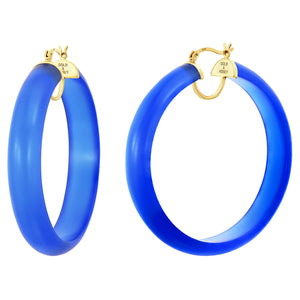 ROYAL BLUE FROSTED HOOP EARRINGS