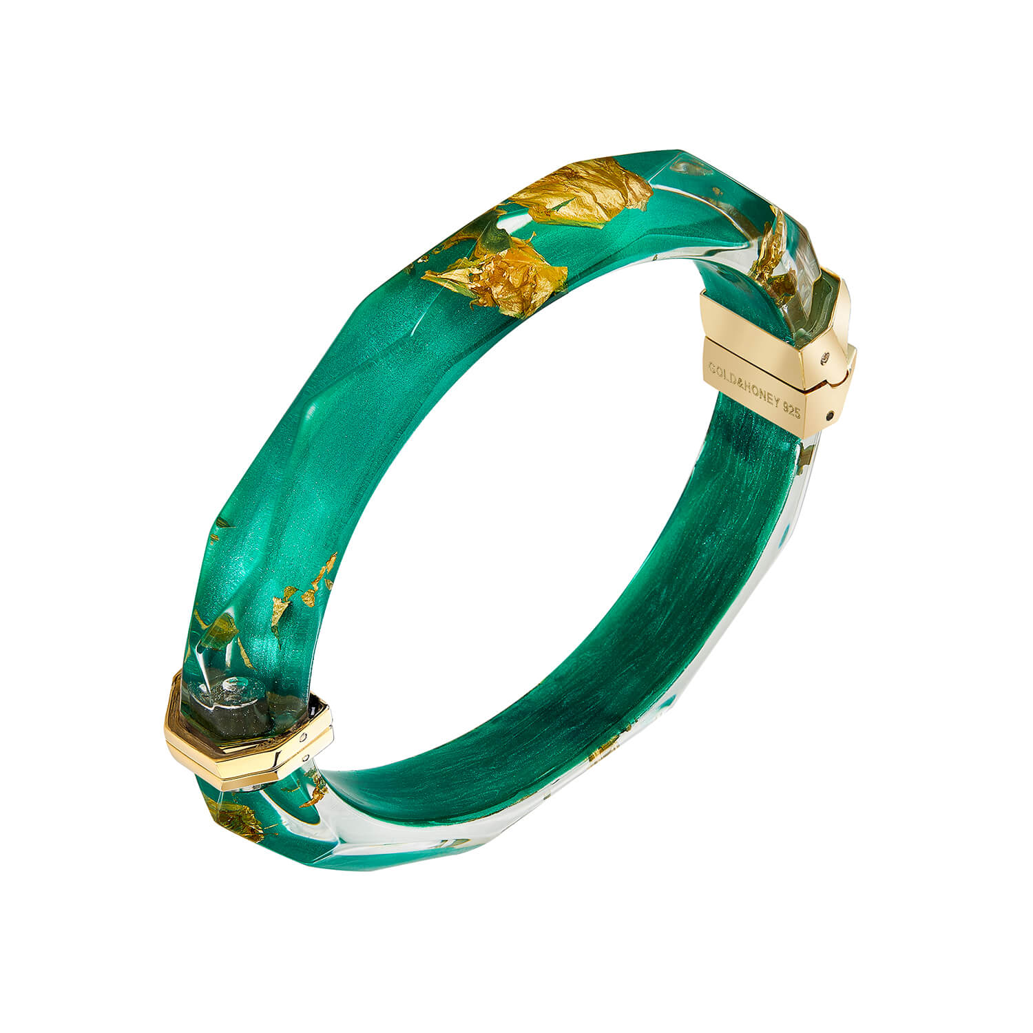 Dark Green Lucite Faceted Bangle