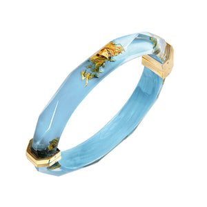 Gold Leaf Thin Faceted Lucite Bangle in Pastels