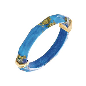 SANTORINI BLUE GOLD LEAF FACETED BANGLE