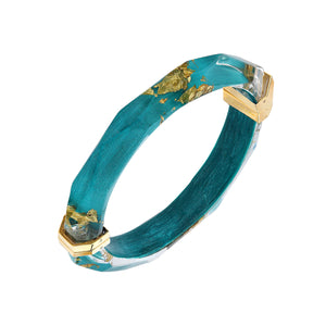 Teal Lucite Faceted Bangle