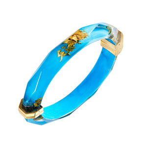 Turquoise Blue Lucite Faceted Bangle