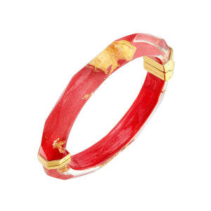 Watermelon Red Lucite Faceted Bangle