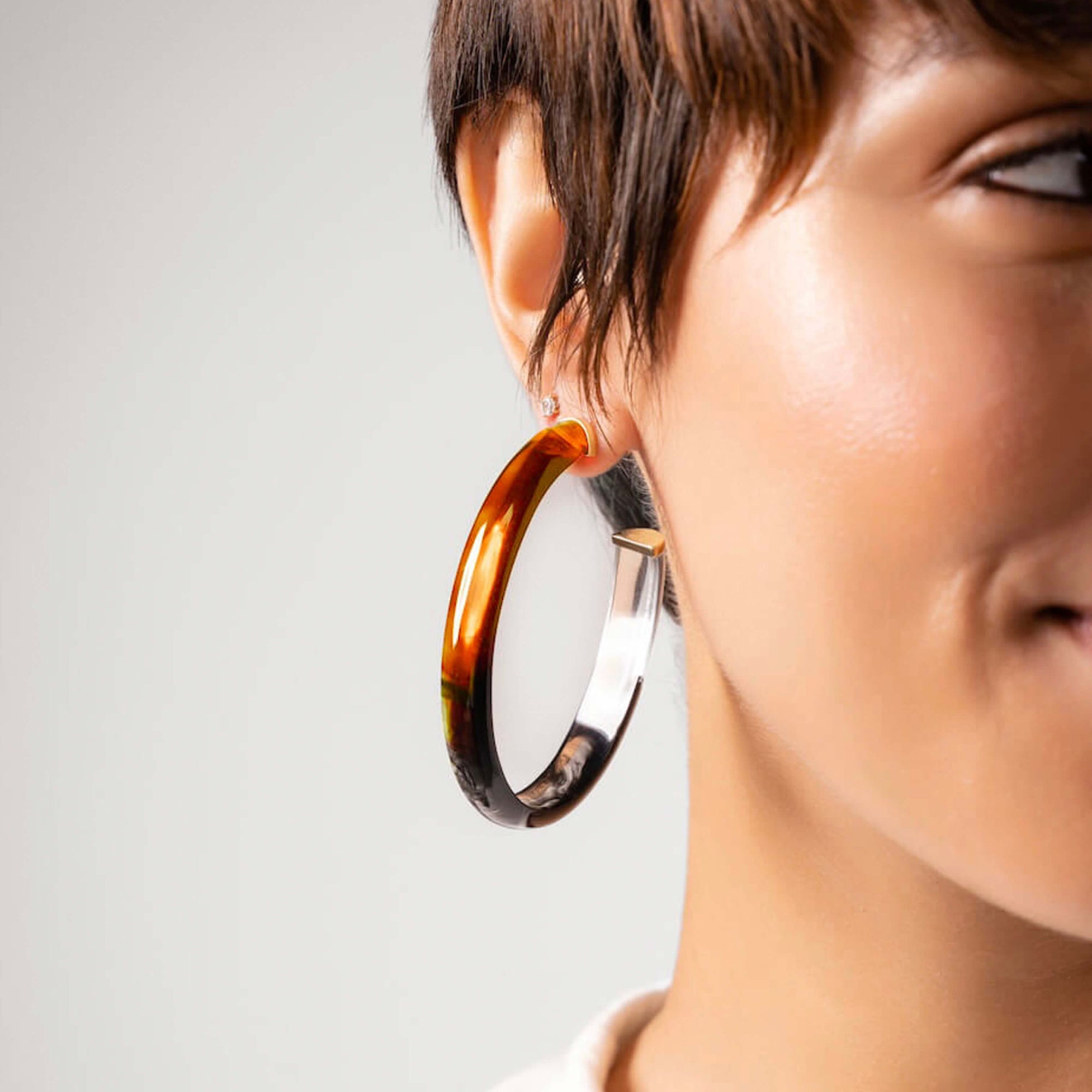 Orange and black tie dye hoop earrings