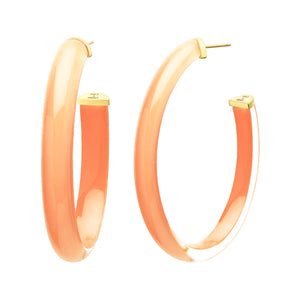 XL Oval Illusion Neutral Lucite Hoop Earrings