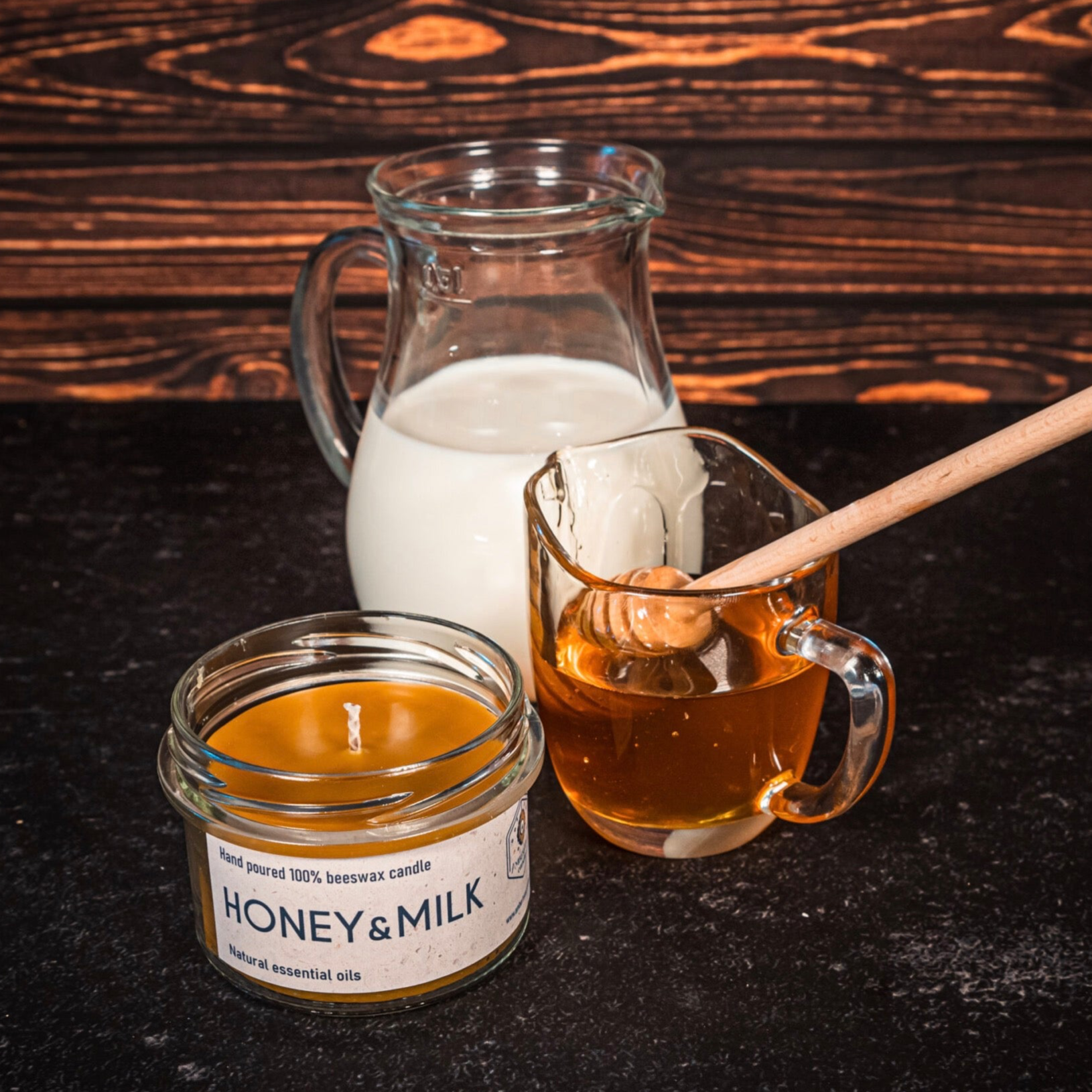 Honey and milk organic beeswax candle