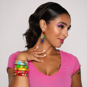 rainbow tie dye hoop earrings for pride