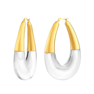 XL Chunky bucket hoop earrings in clear and gold