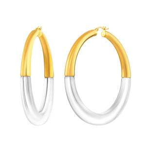 XL Chunky graduated hoop earrings in clear and gold