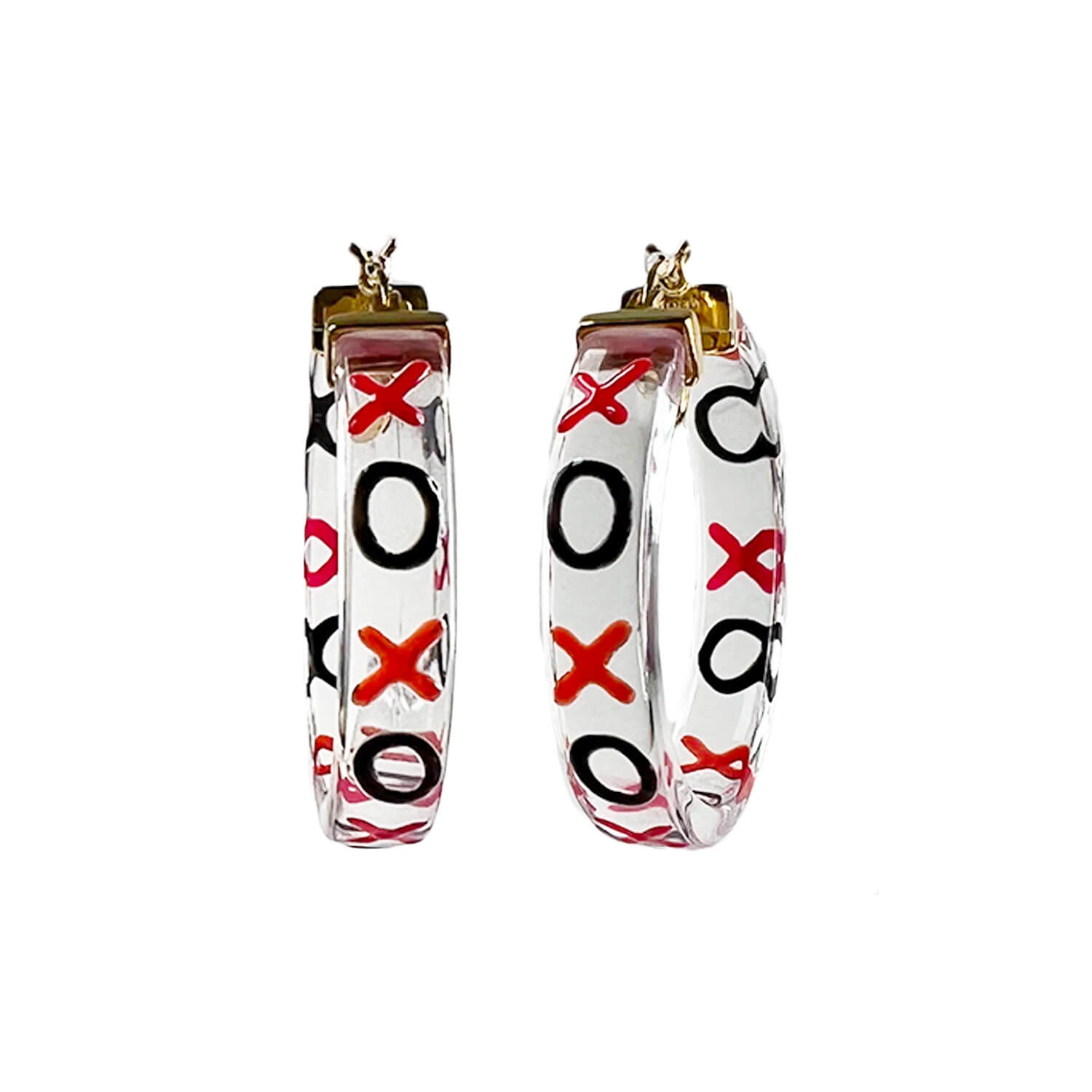 XOXO PRINT LUCITE HOOP EARRINGS