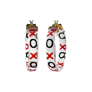 XOXO PRINT LUCITE HOOP EARRINGS