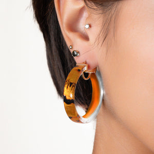 Bats and Spiders Halloween Lucite Hoop Earrings