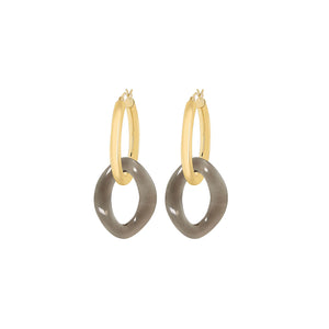 black grey lucite curb link earrings