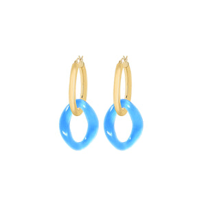 blue lucite curb link earrings