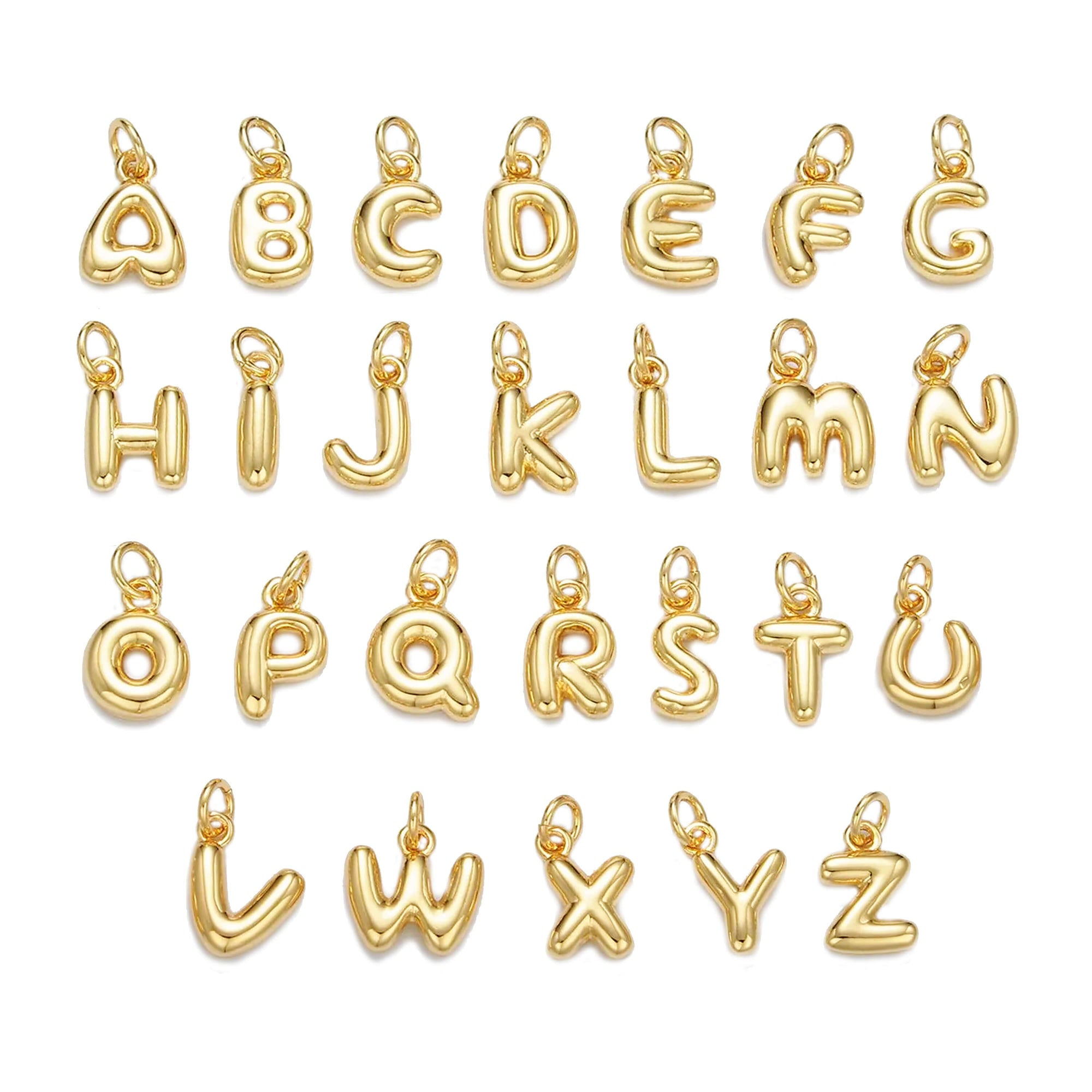 CLEAR HOOP EARRINGS WITH BUBBLE LETTERS IN GOLD