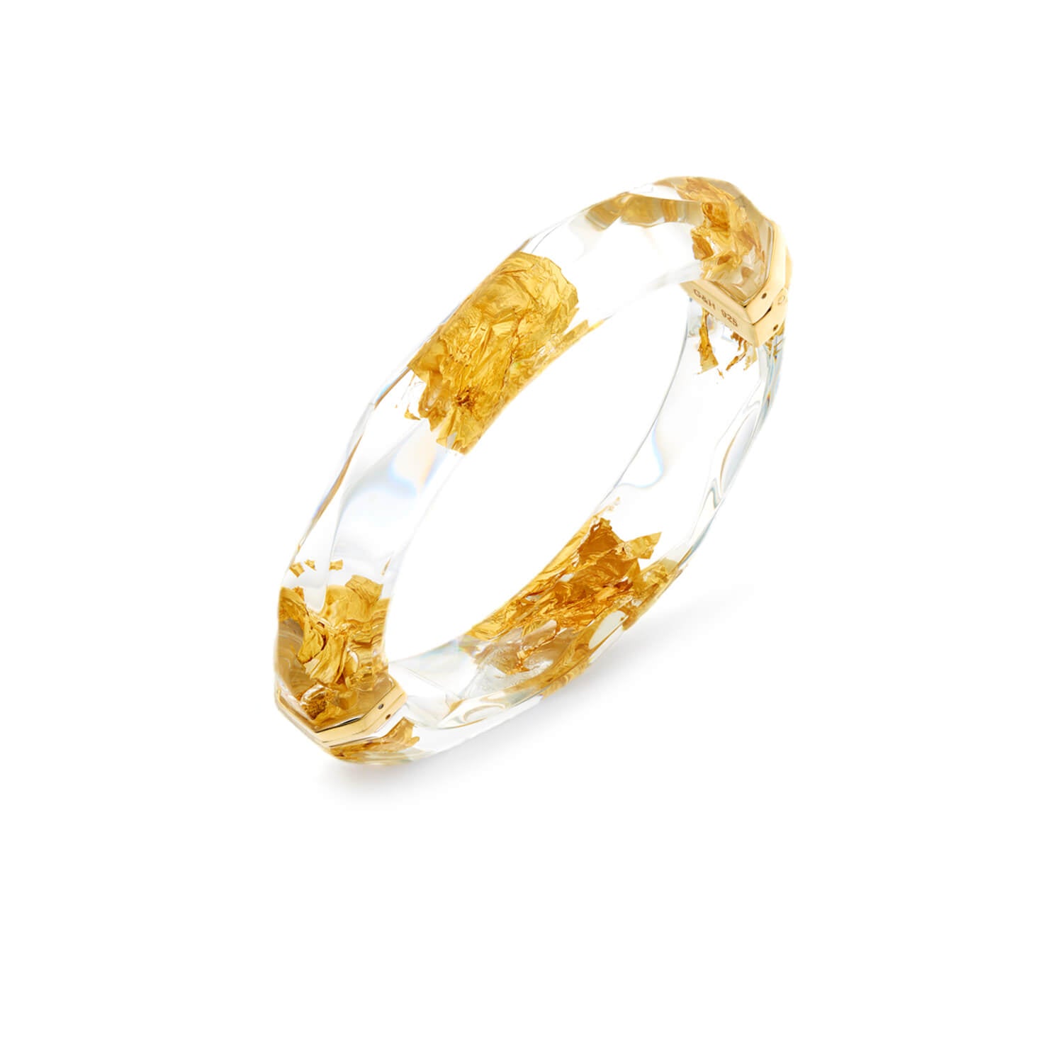 24K gold leaf clear bangle bracelet 