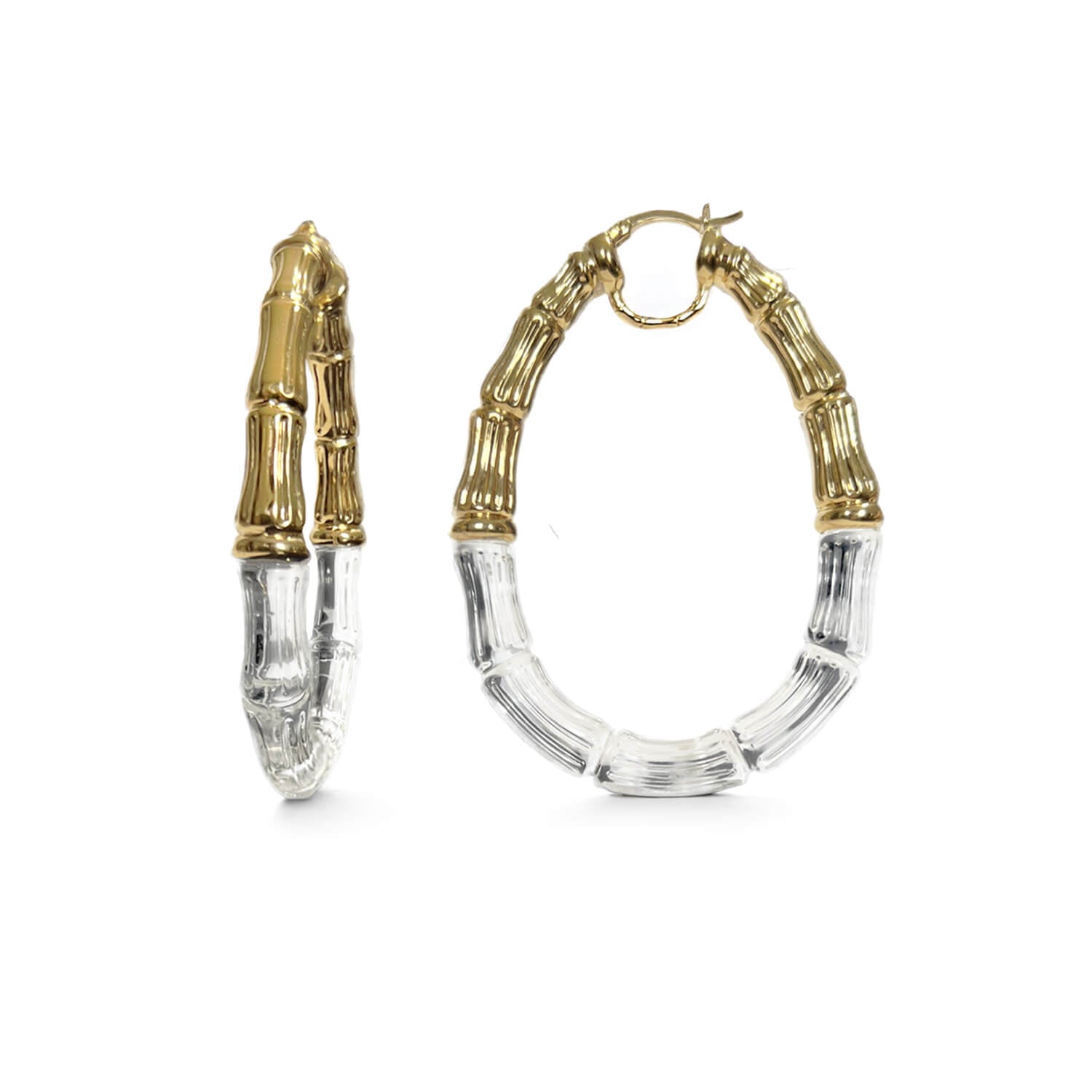 duchess gold and clear bamboo hoop earrings