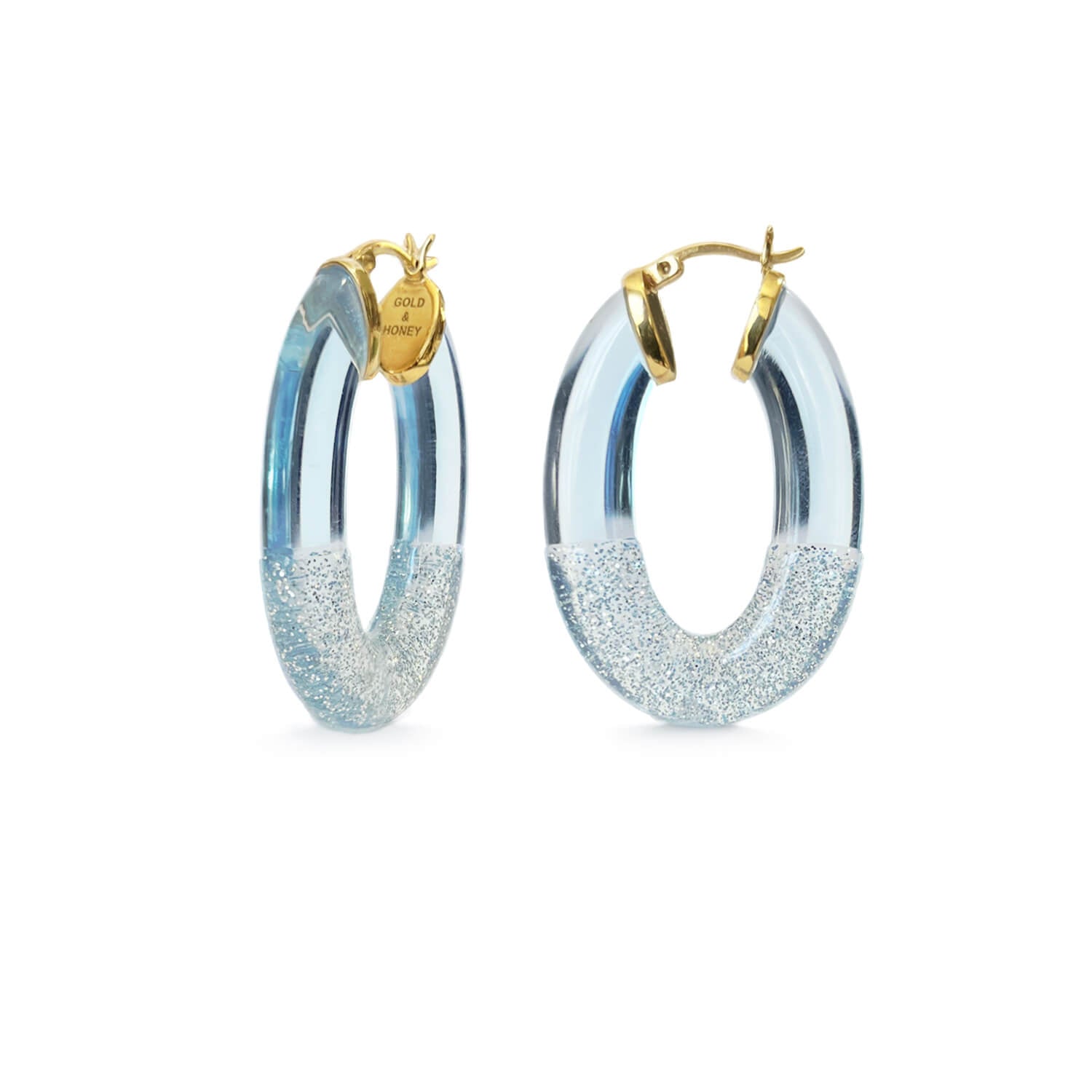 cinderella oval glitter hoop earrings