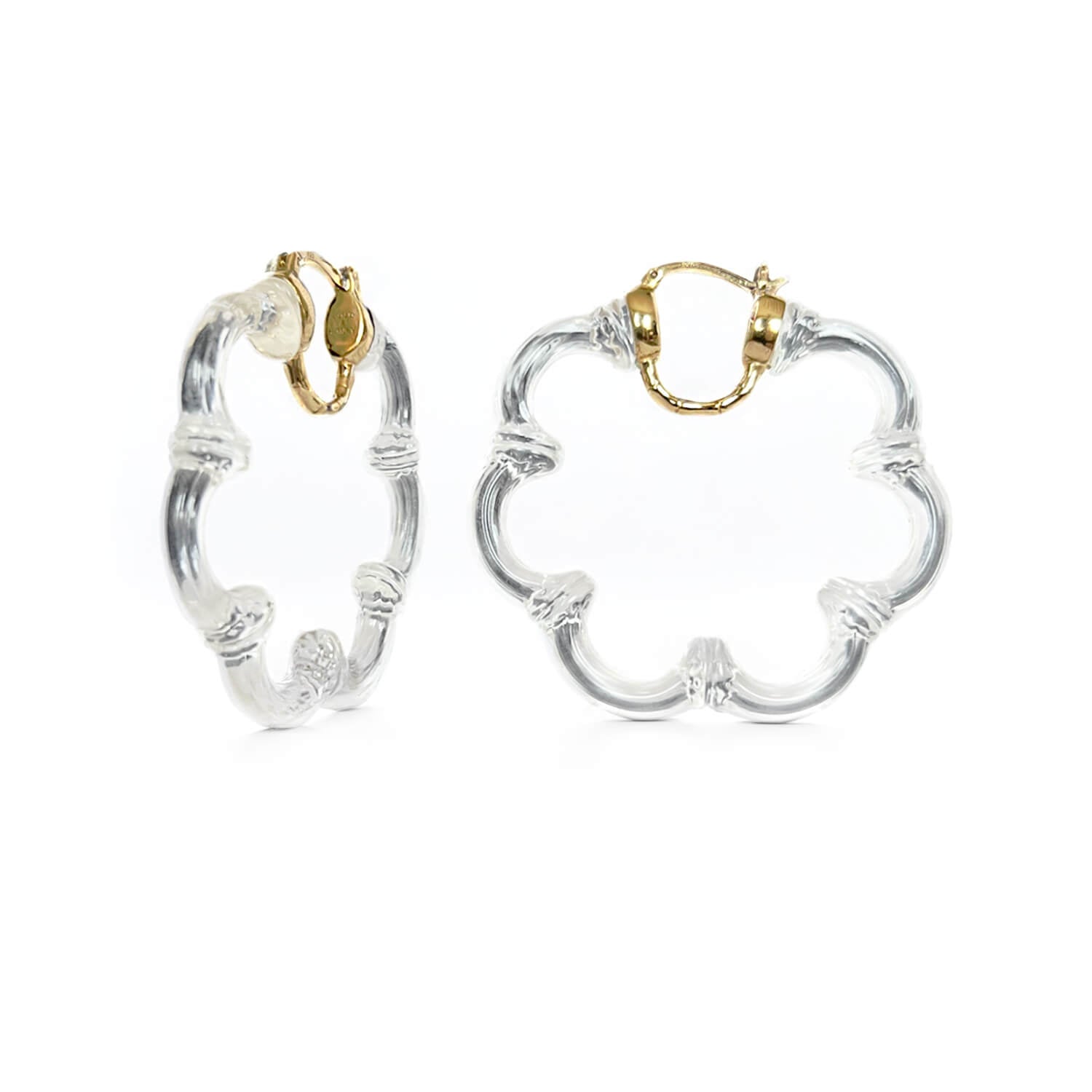 clear flower bamboo hoop earrings