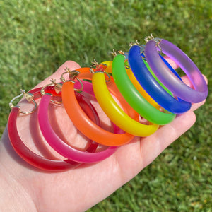 rainbow aesthetic assorted color hoop earrings