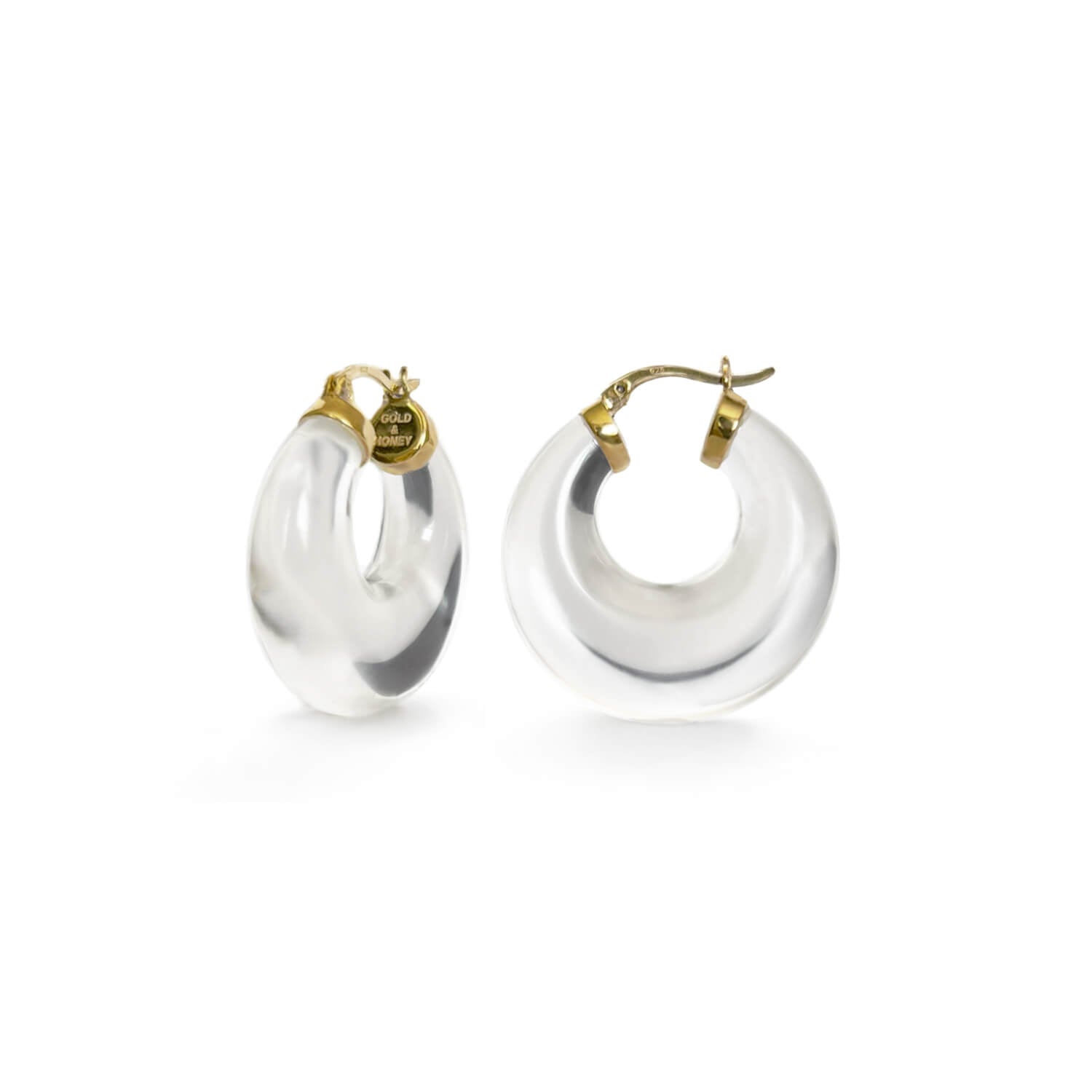 chunk graduated hoop earring in clear and gold