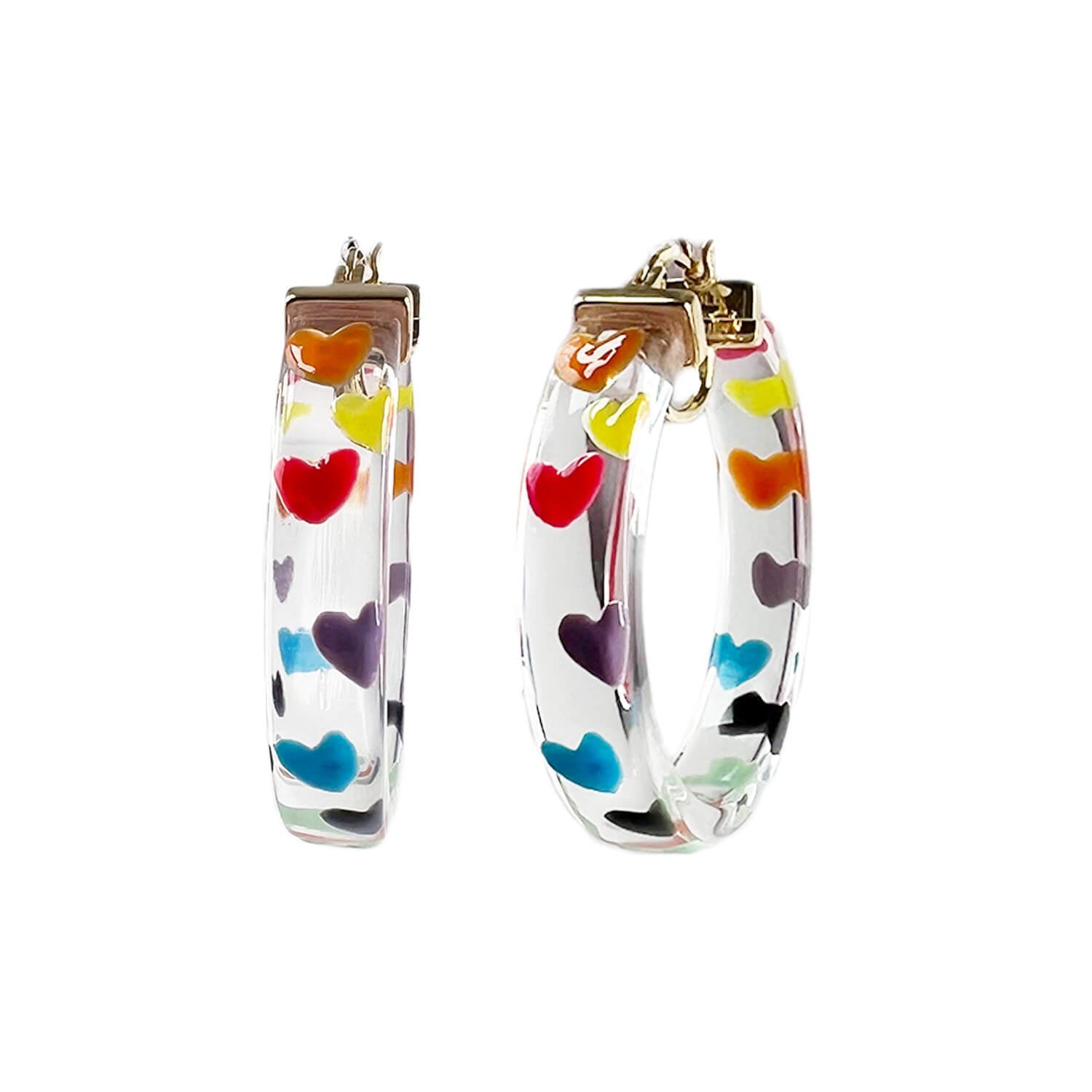 RAINBOW HEART HOOP EARRINGS FRIENDSHIP BRACELET STYLE