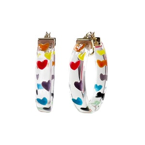 RAINBOW HEART HOOP EARRINGS FRIENDSHIP BRACELET STYLE