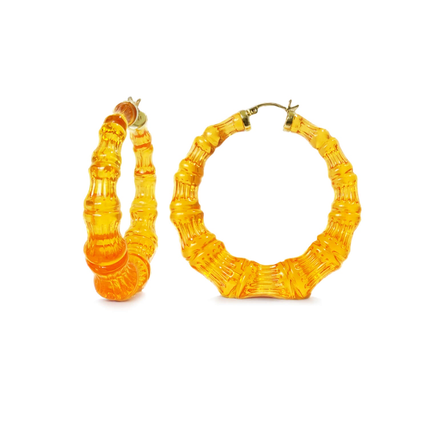 orange honey gold bamboo hoop earrings