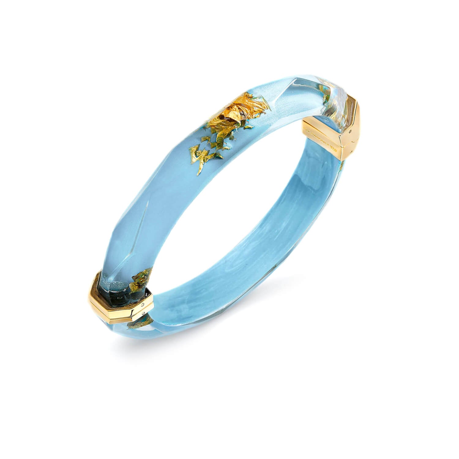 Ice Blue 24k gold leaf bangle bracelet