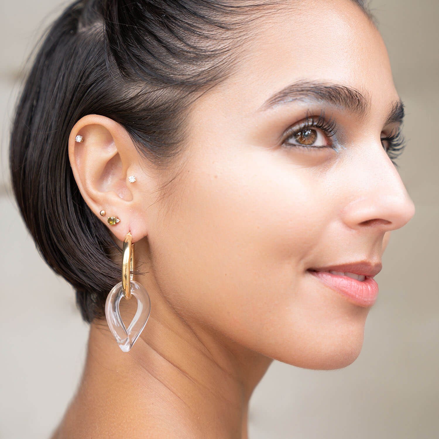 clear lucite curb link earrings