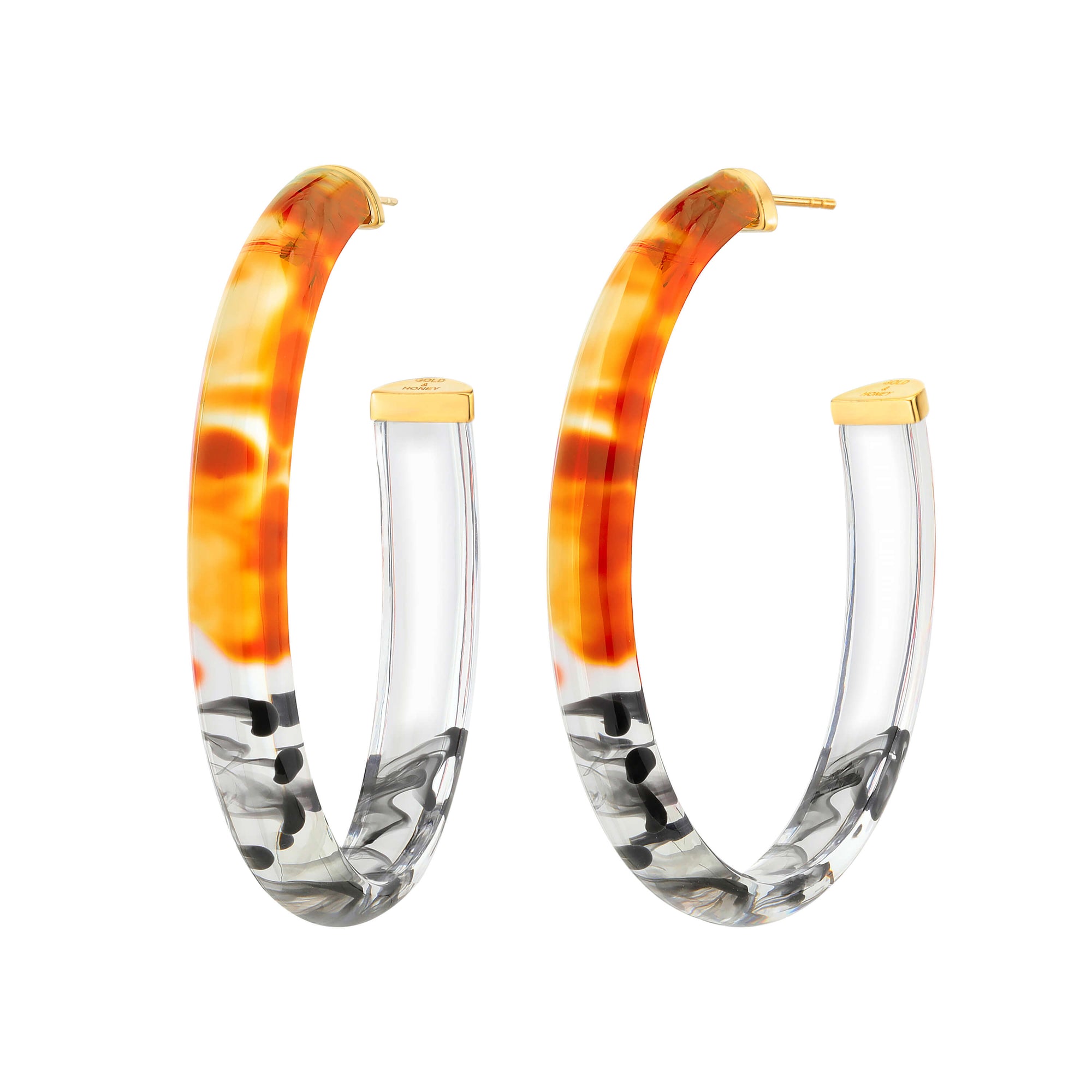Orange and black tie dye hoop earrings