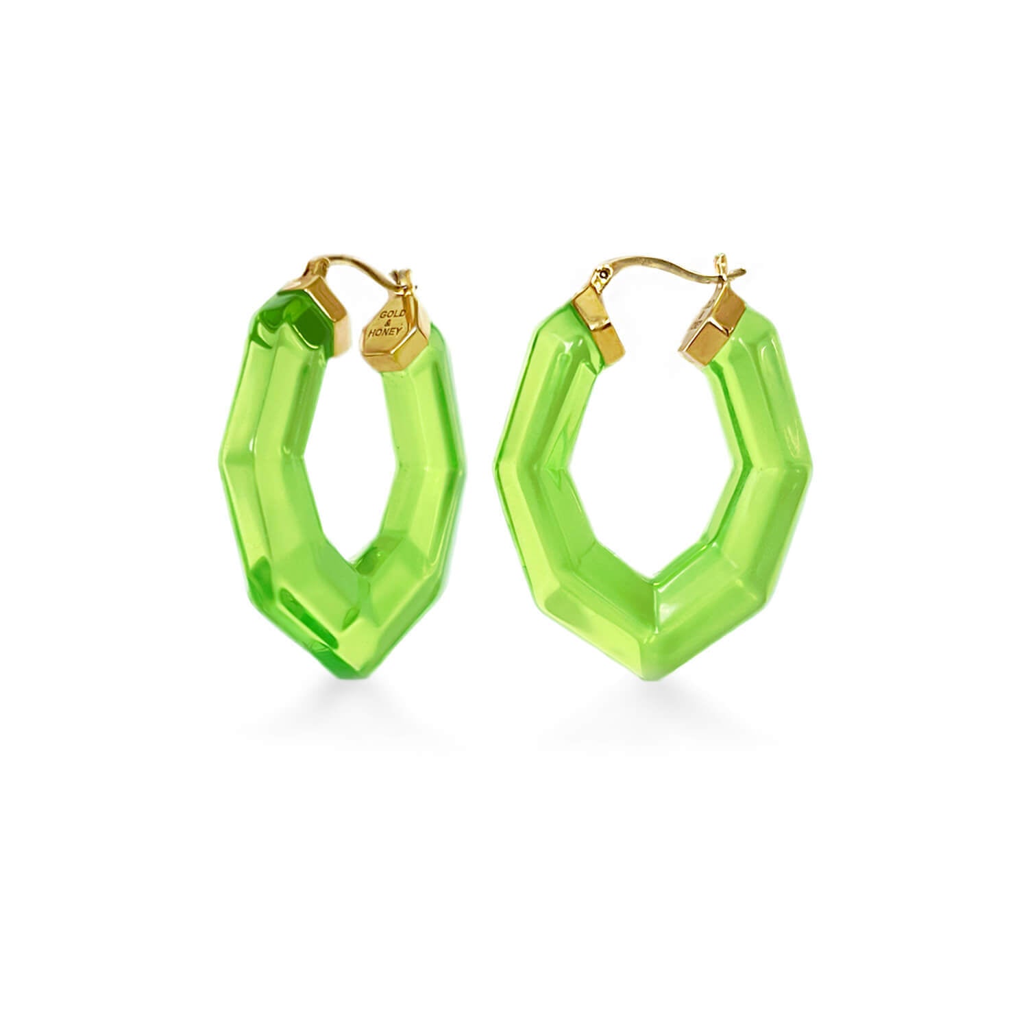 pear cut gem hoops in green