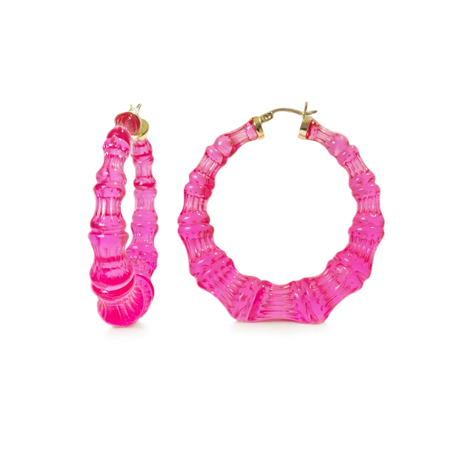 hot pink bamboo hoop earrings