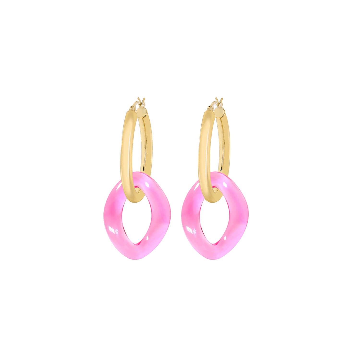 pink lucite curb link earrings