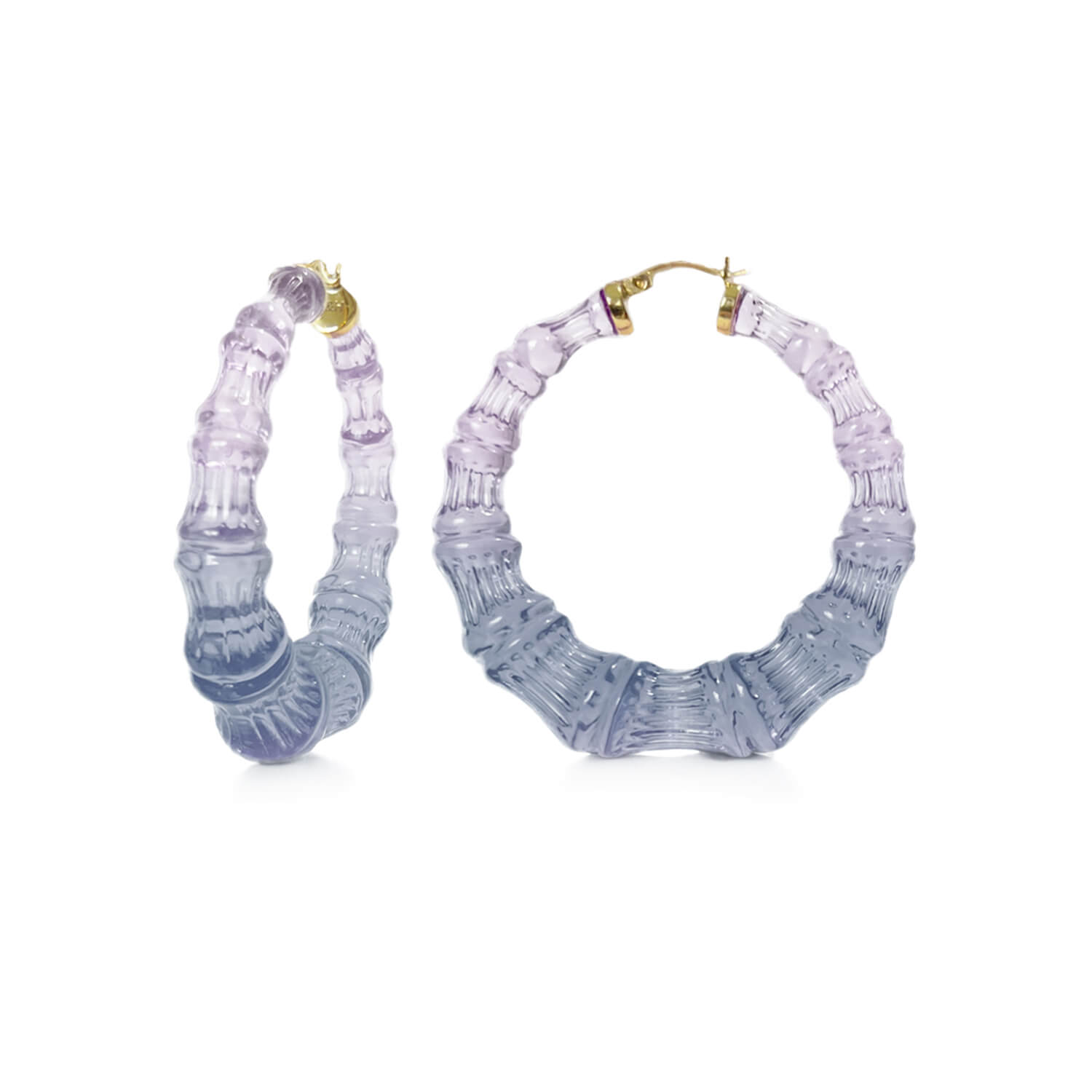 purple ombre bamboo hoop earrings