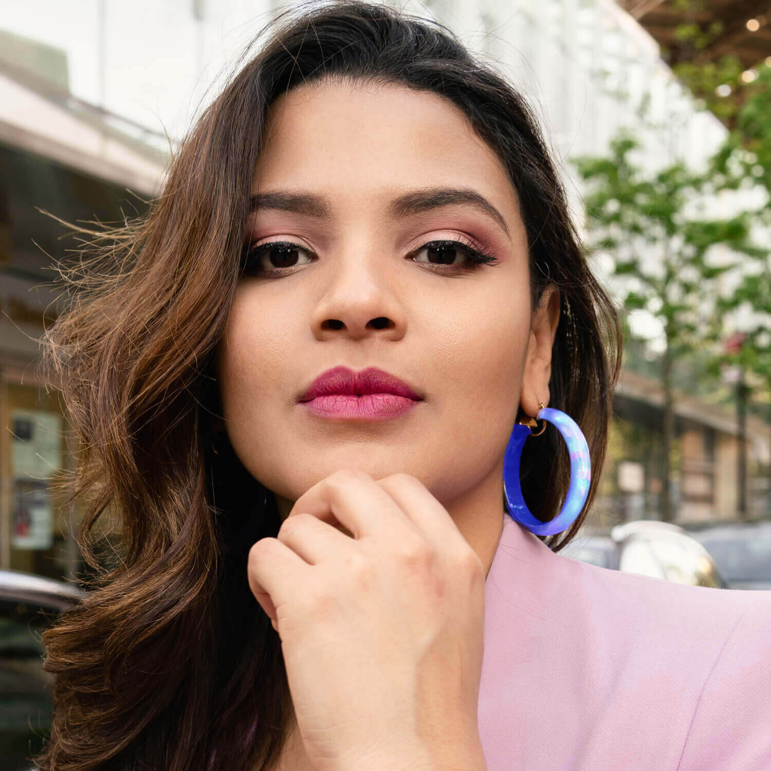 Rave Lucite Hoops in Blue