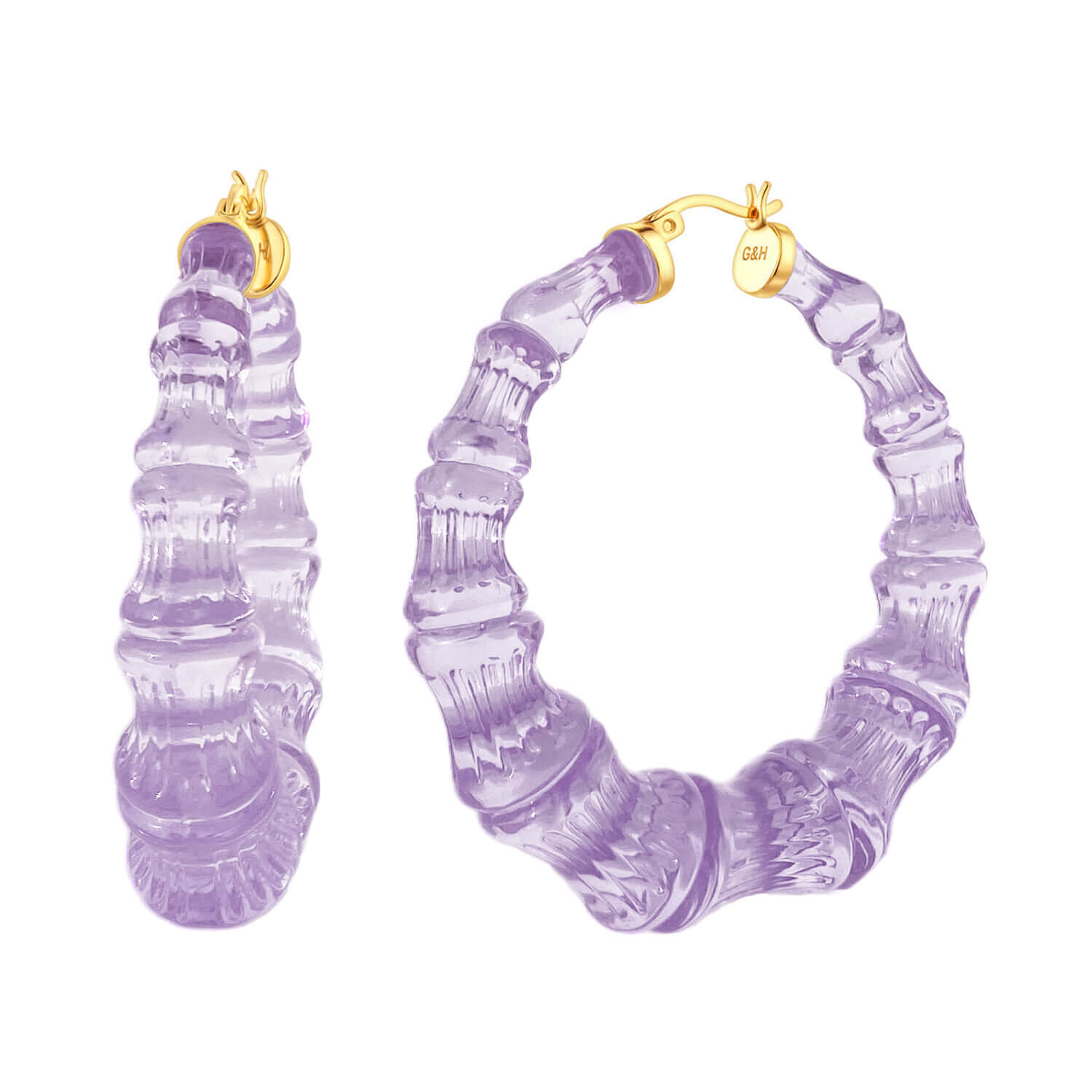 Sheer Mauve Bamboo Hoop Earring