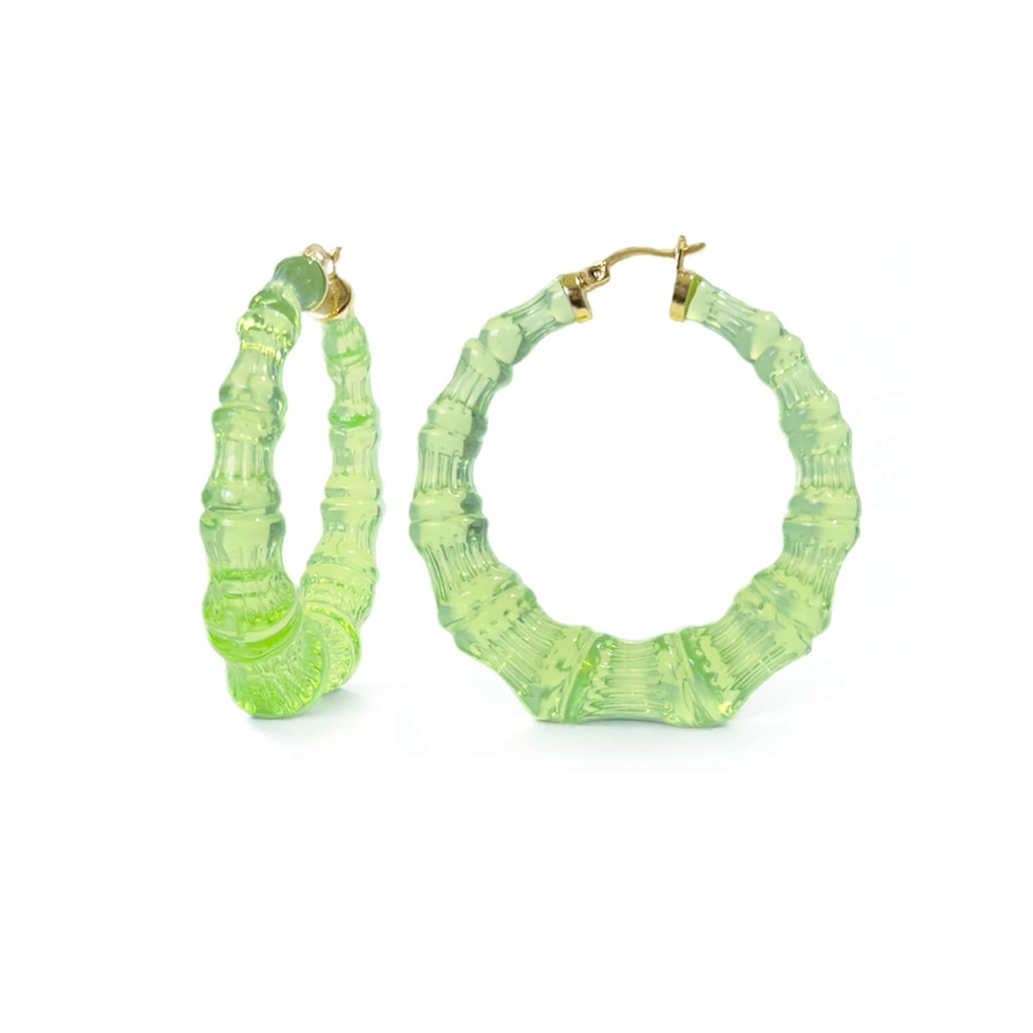 green bamboo hoop earrings