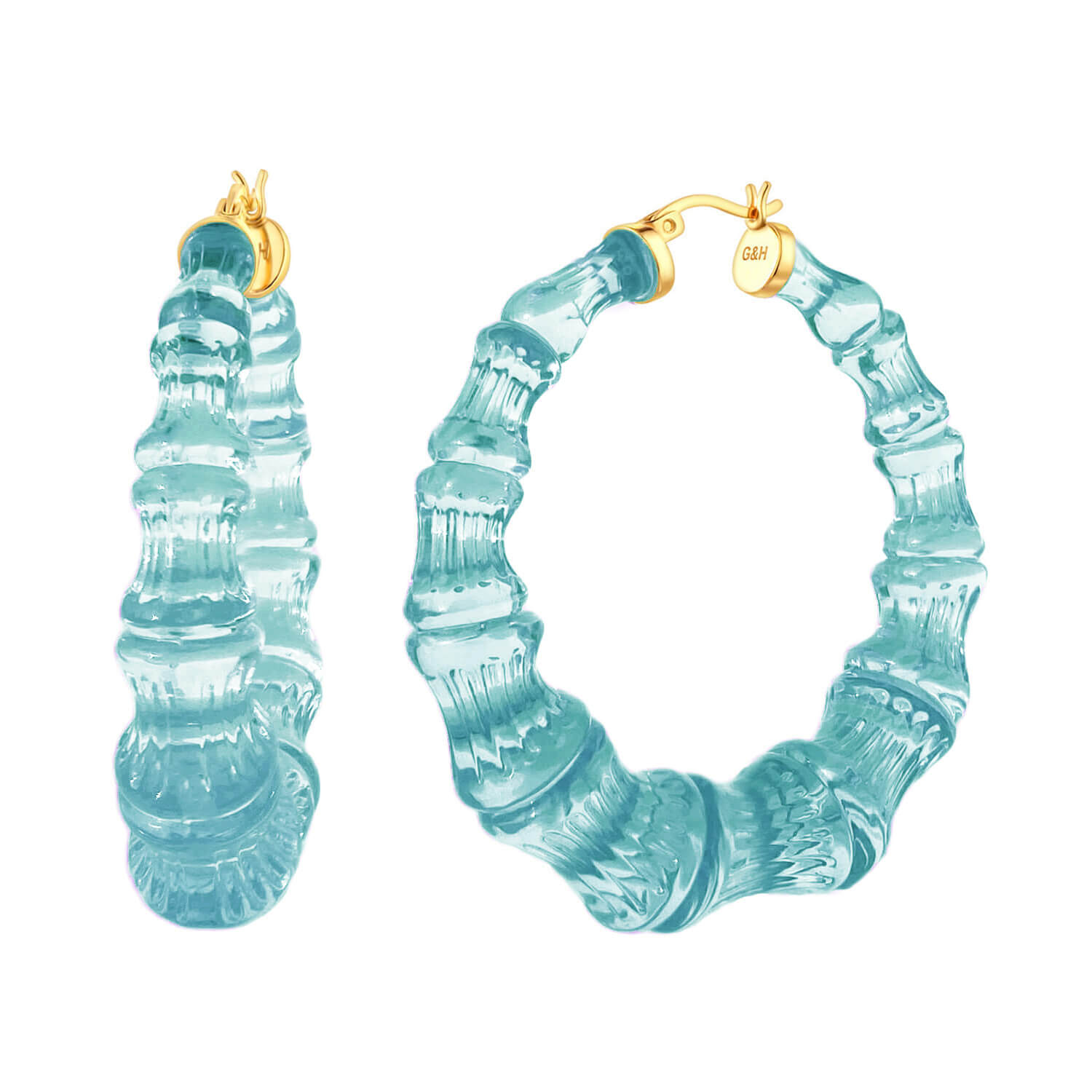 Teal Bamboo Hoops