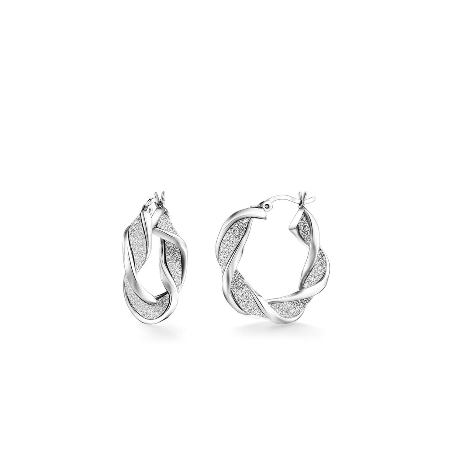 silver glitter twisted hoop earrings