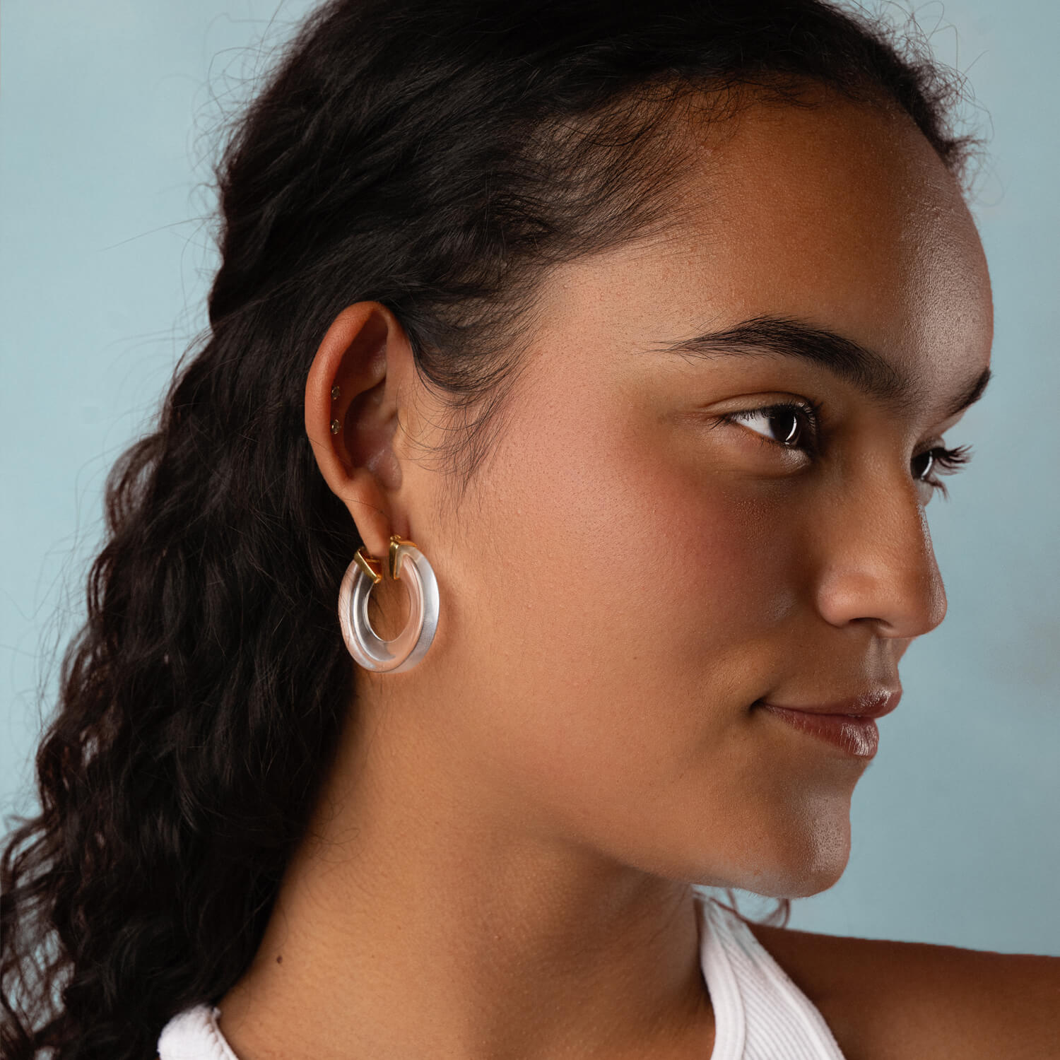 clear lucite chunky hoop earrings