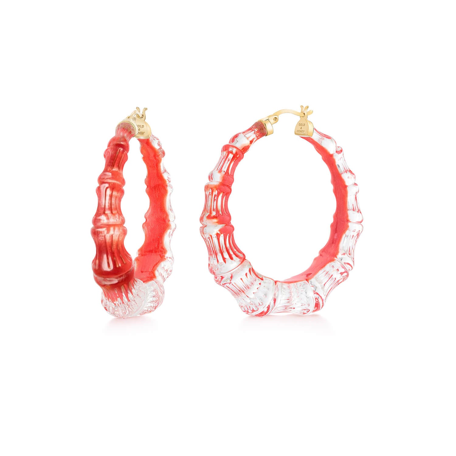 watermelon red bamboo hoop earrings