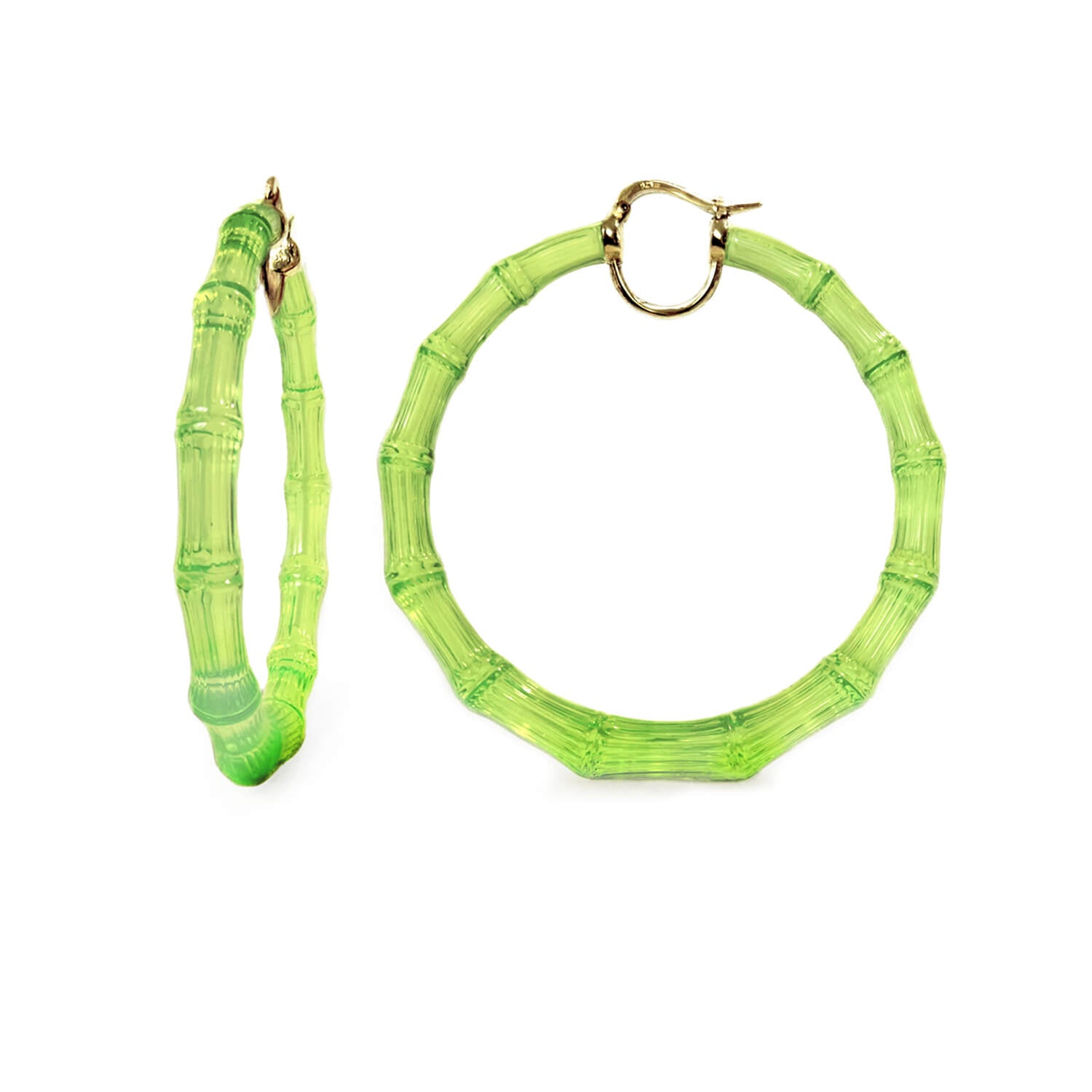 xl large bamboo hoop earrings in green